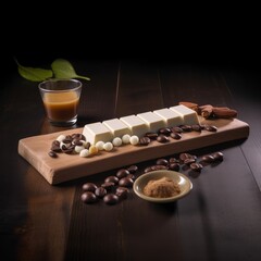 A centered shot of a white chocolate bar filled ai generative illustration