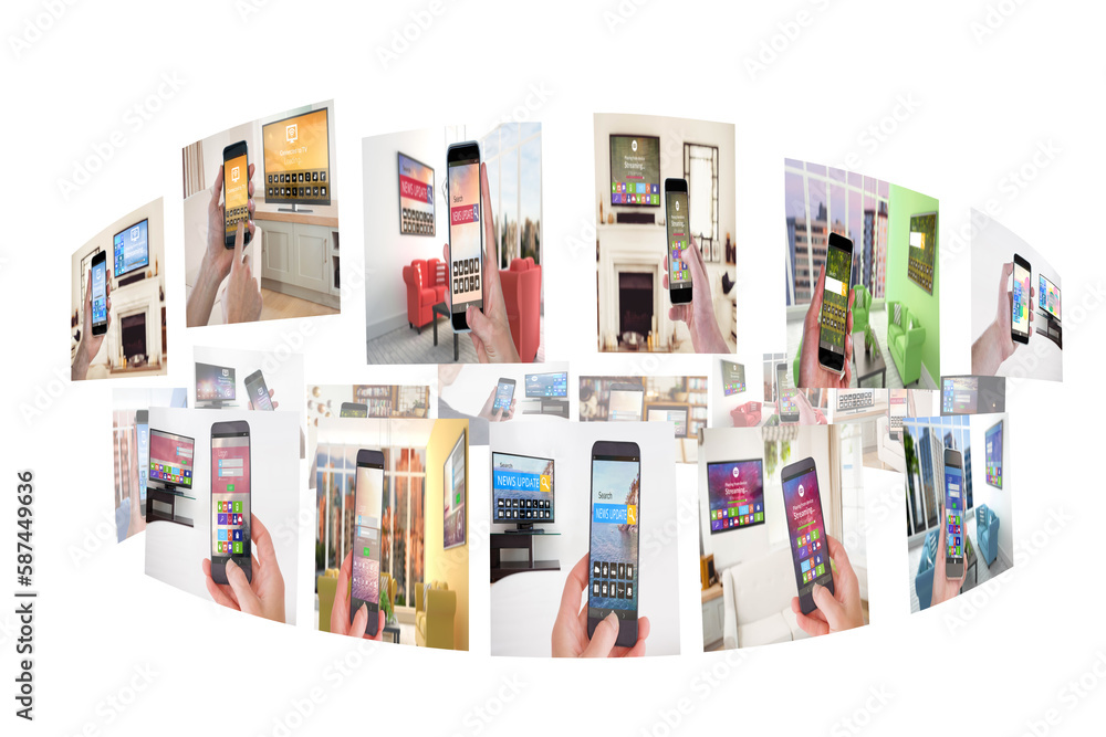 Poster digital composite image of various device screens