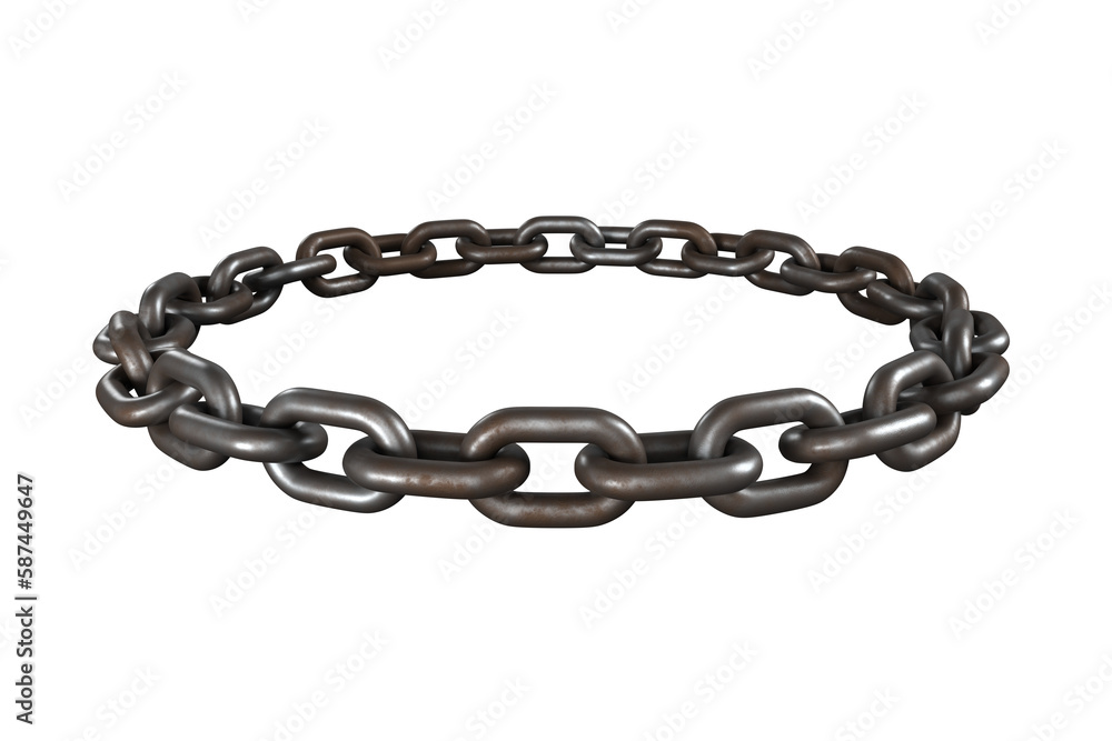 Poster closeup 3d image of round metallic chain