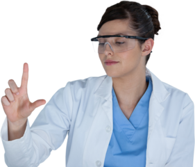 Smiling female scientist conducting experiment