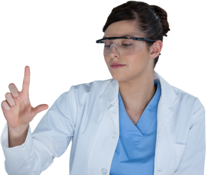 Smiling female scientist conducting experiment