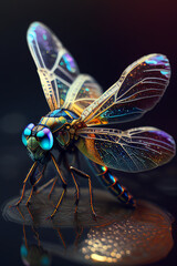 Bright, colorful and iridescent dragonfly