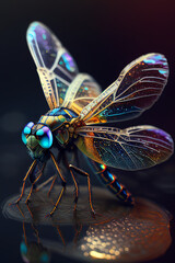 Fototapeta premium Bright, colorful and iridescent dragonfly