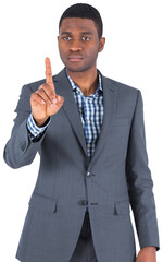 Focused businessman pointing