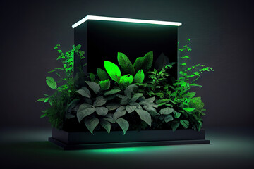 3D rendering Mock up summer podium for product design. Generative Ai