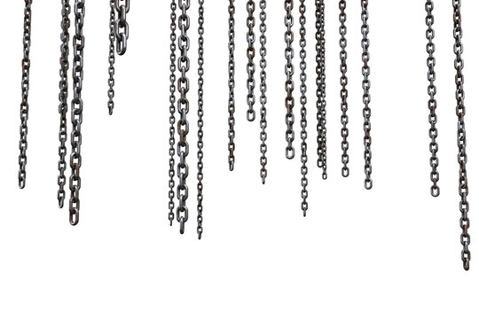 3d image of metallic chains hanging