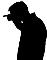 Silhouette of man pointing