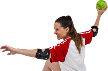 Sportswoman throwing a ball