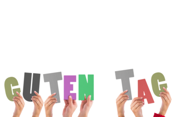 Hands holding up guten tag