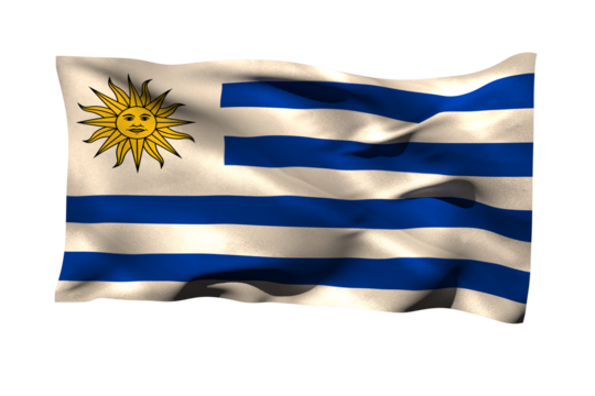 Flag of Uruguay against white background