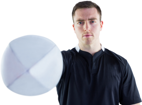 Rugby player holding a rugby ball