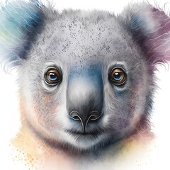 koala illustration with light watercolor on white background, minimalist animal painting, light watercolor artwork, unique wall décor, ai art. generative ai