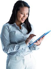 Smiling businesswoman using tablet