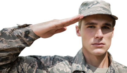 Portrait of military saluting 