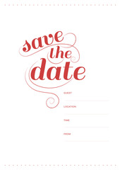 Invitation card with save the date text