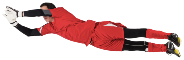 Fit goal keeper jumping up