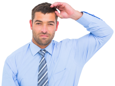 Serious businessman looking the camera