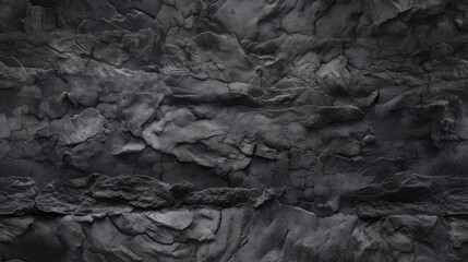 Black concrete stone wall grunge stone texture dark gray. Coal mineral. Generative AI