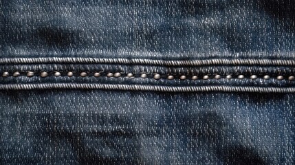 Fototapeta premium Jeans denim fabric texture stitch. Generative AI