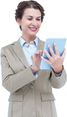 Smiling businesswoman using tablet computer