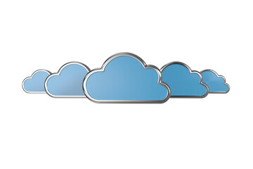 Blue cloud shapes on white background