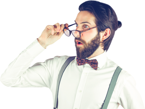 Surprised man holding eyeglasses while looking away - Powered by Adobe