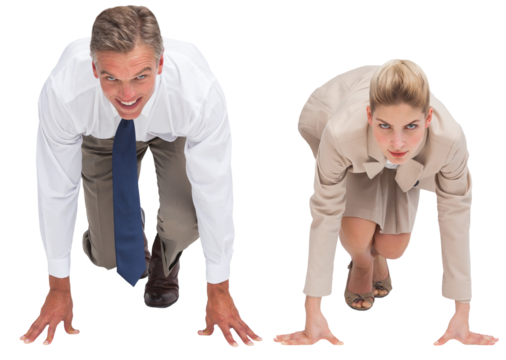 Business people ready to start race - Powered by Adobe