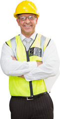 Manager wearing hard hat in warehouse