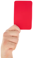 Muurstickers Cropped image of referee holding red card © vectorfusionart