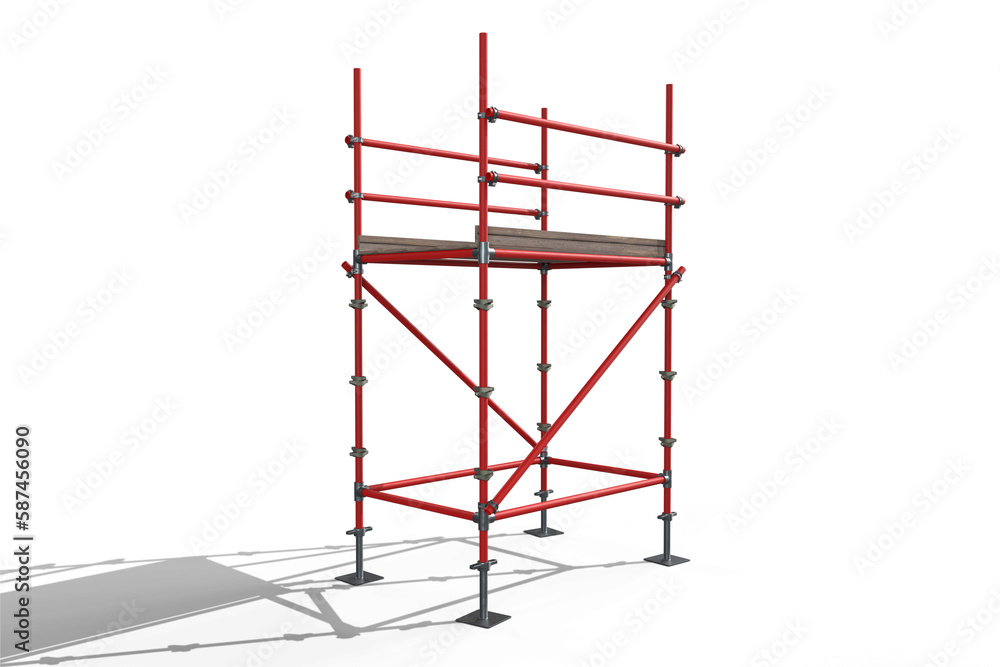 Poster three dimension image of red scaffolding structure