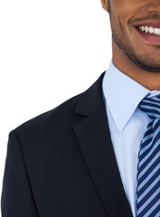 Mid section of smiling businessman