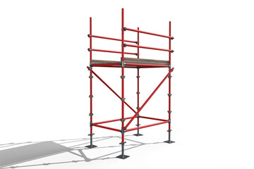 Three dimension image of red scaffolding structure
