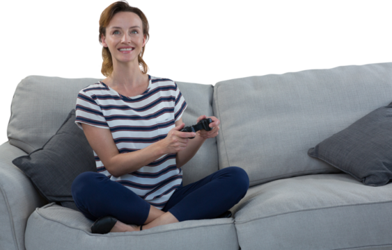 Woman playing video game