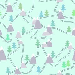 Cartoon forest seamless trees pattern for wrapping paper and kids clothes print and fabrics and linens and festive