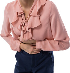 Female executive suffering from stomachache