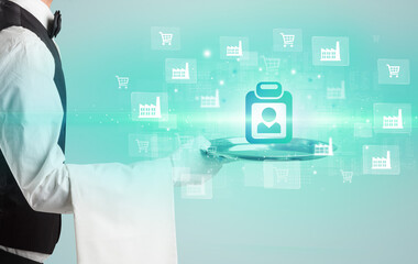 Waiter serving business idea concept