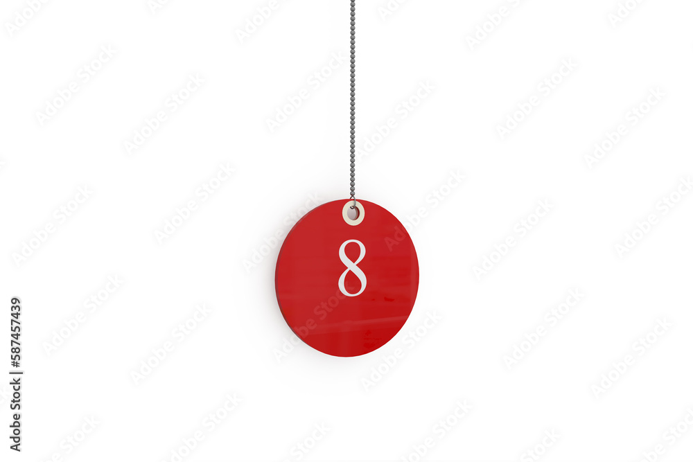 Poster digital composite image of red sale tag with number 8