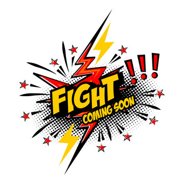 Fight VS comic speech bubble coming soon. Vector on transparent background