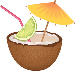 Coconut cocktail drink icon