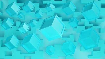 Cube blue background abstract