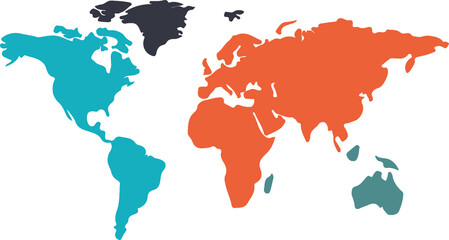 Digital composite image of multi colored world map