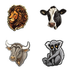 Animals Flat Icon Set Isolated On White Background