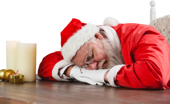 Santa Claus sleeping at desk - Powered by Adobe