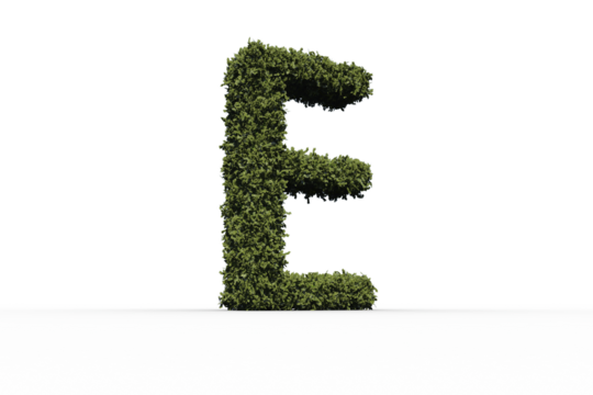Letter e made of leaves