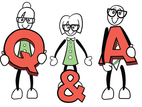 People holding question and answer symbol