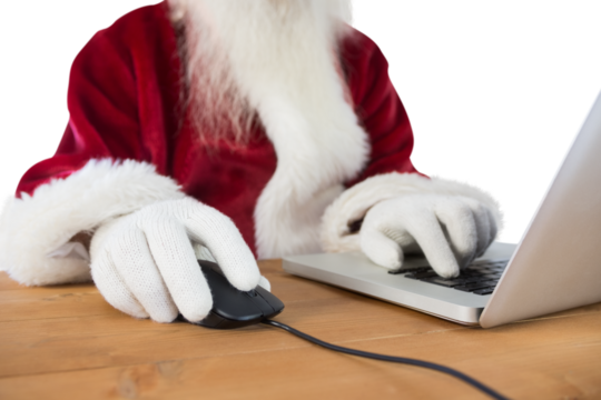 Santa surfs on the internet