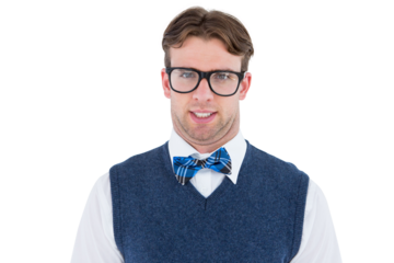 Geeky hipster looking at camera 