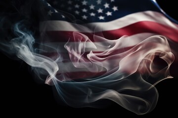 Fototapeta premium The American Flag Over A Smoke Pattern Generative AI
