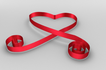 Wandcirkels aluminium Red ribbon heart © vectorfusionart