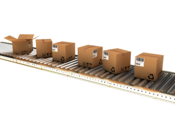 Cardboard boxes on conveyor belt